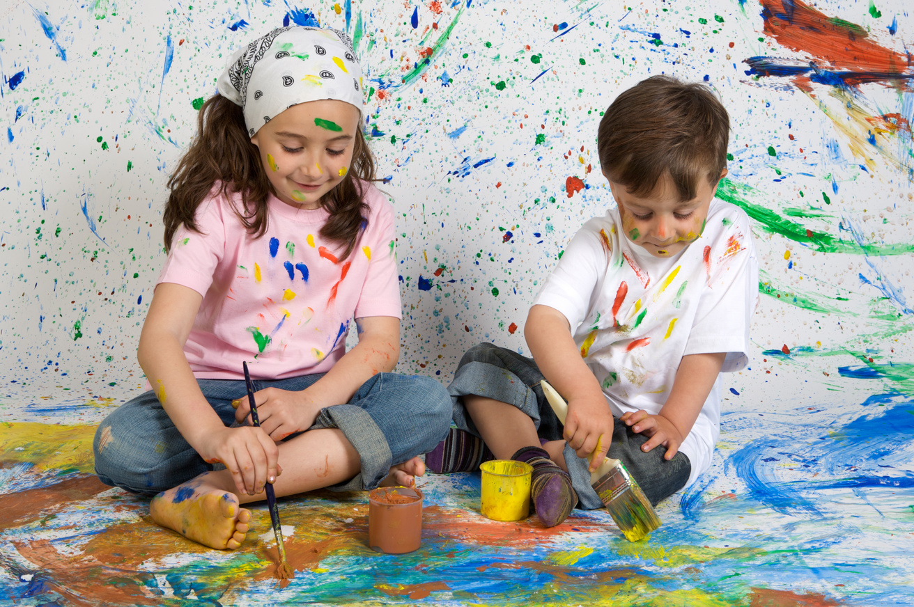 Children Playing with Painting